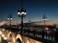 Evening and night bridges in the lights