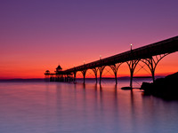 Evening and night bridges in the lights