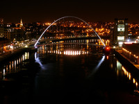 Evening and night bridges in the lights