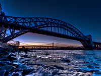 Evening and night bridges in the lights