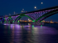 Evening and night bridges in the lights