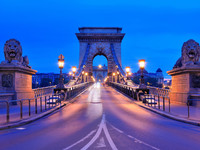 Evening and night bridges in the lights